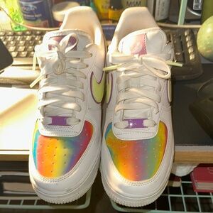 Nike Women's Sneakers - White with Rainbow and Purple Accents